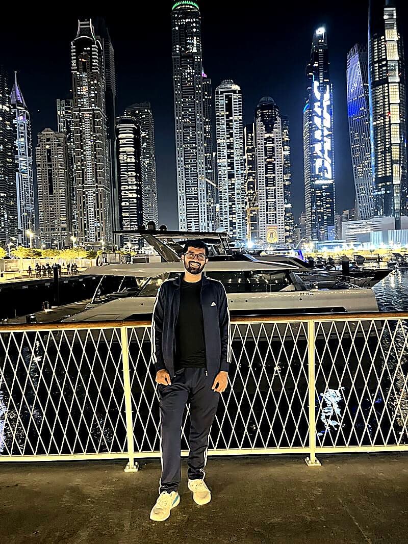 Dubai Marina skyline at night
